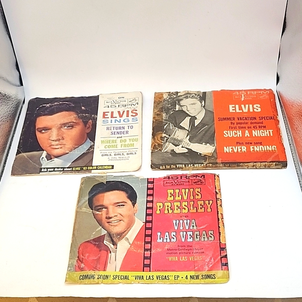 Vintage 1960's Elvis Presley 45 Record Sleeves RCA Victor 3 SLEEVES ONLY